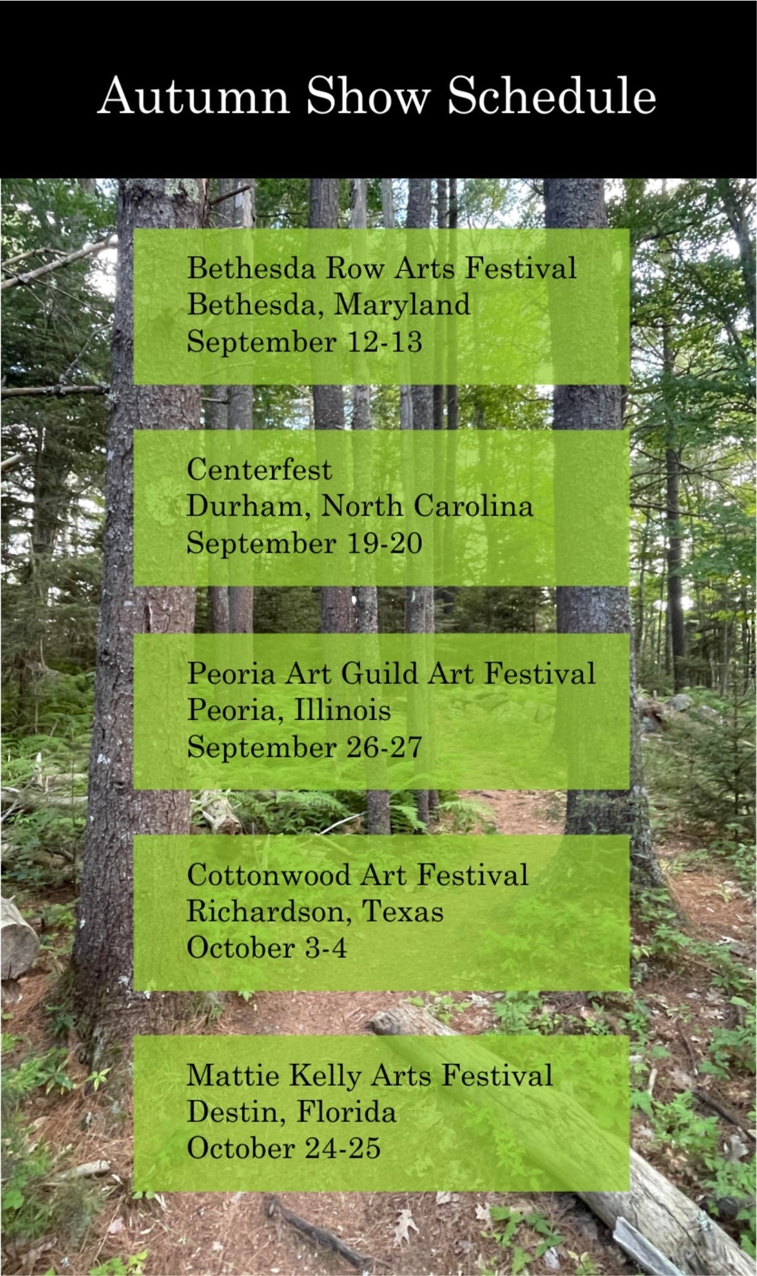 Autumn 2026 Show Schedule