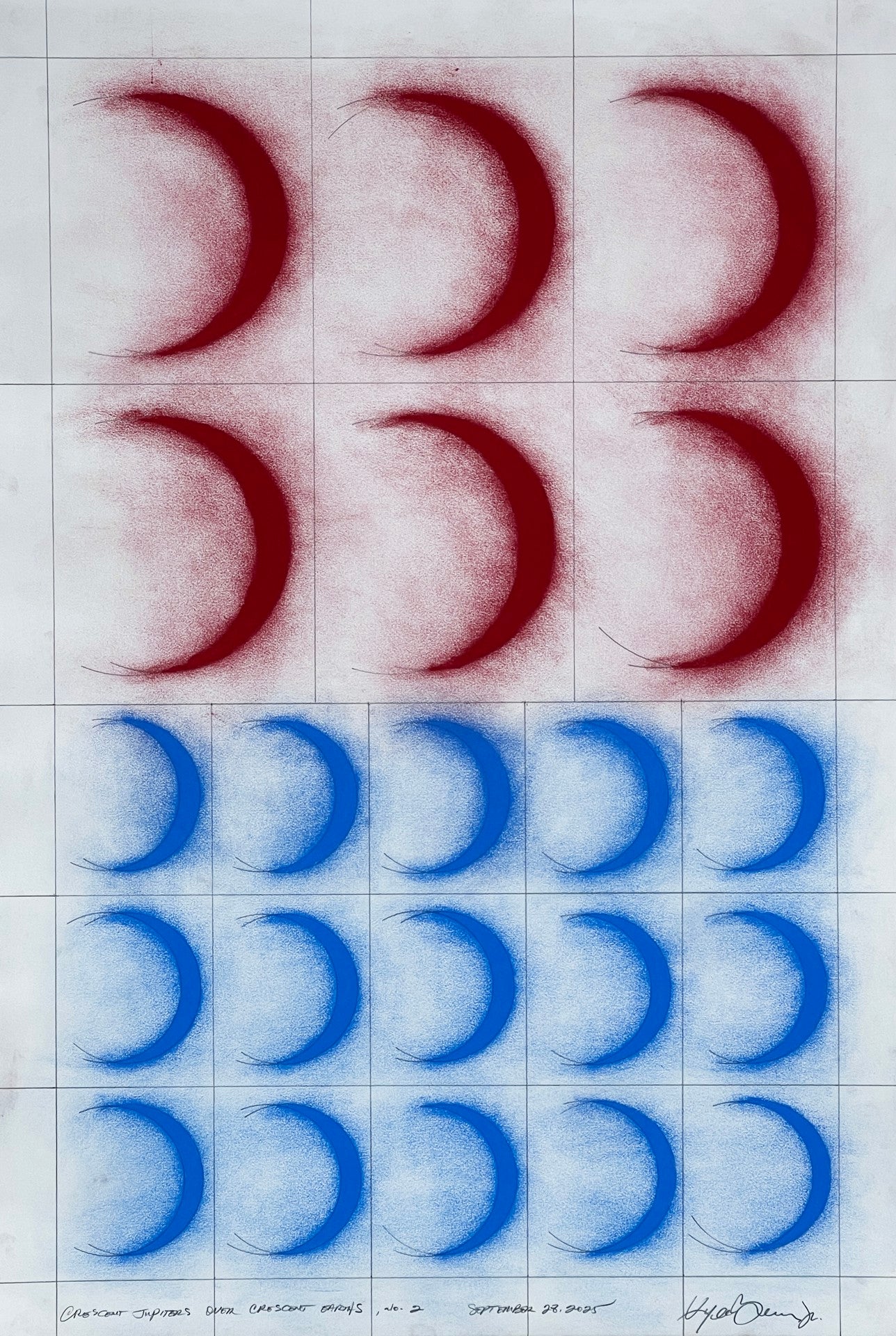 Crescent Jupiters Over Crescent Earths, no. 2 (framed)