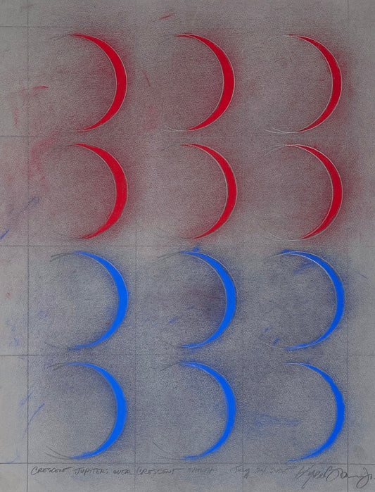 Crescent Jupiters Over Crescent Earths (framed)
